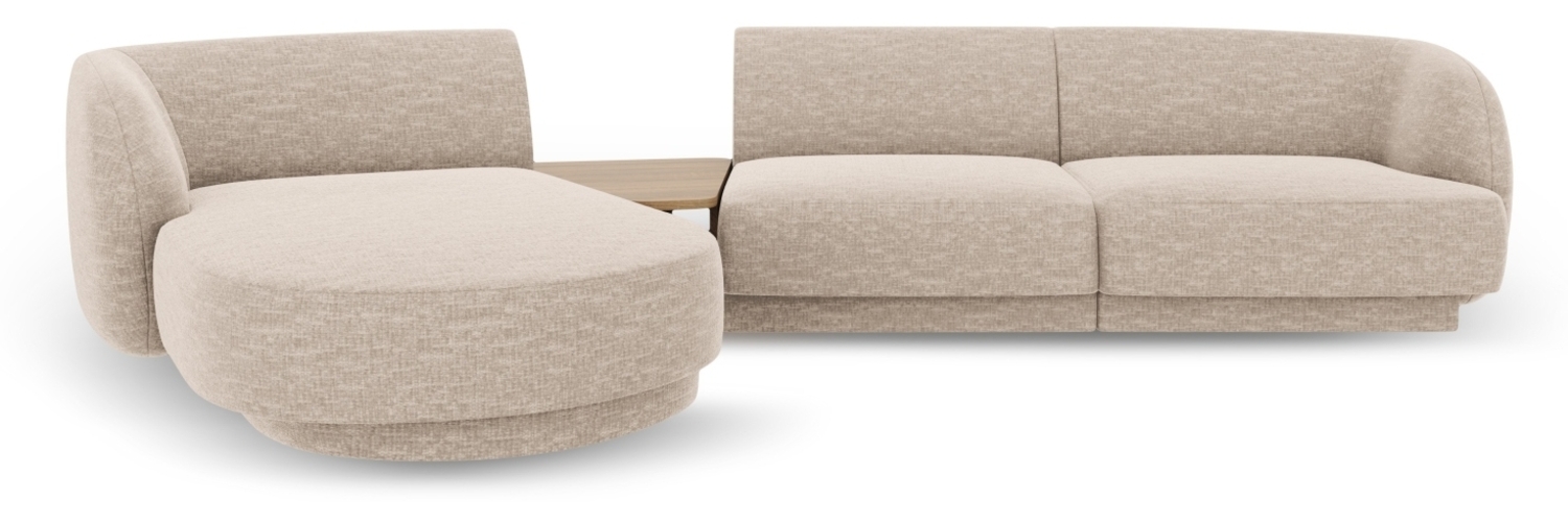Micadoni Modulares Sofa Miley mit Recamiere 3-Sitzer Links Chenille Eden Beige Bild 1