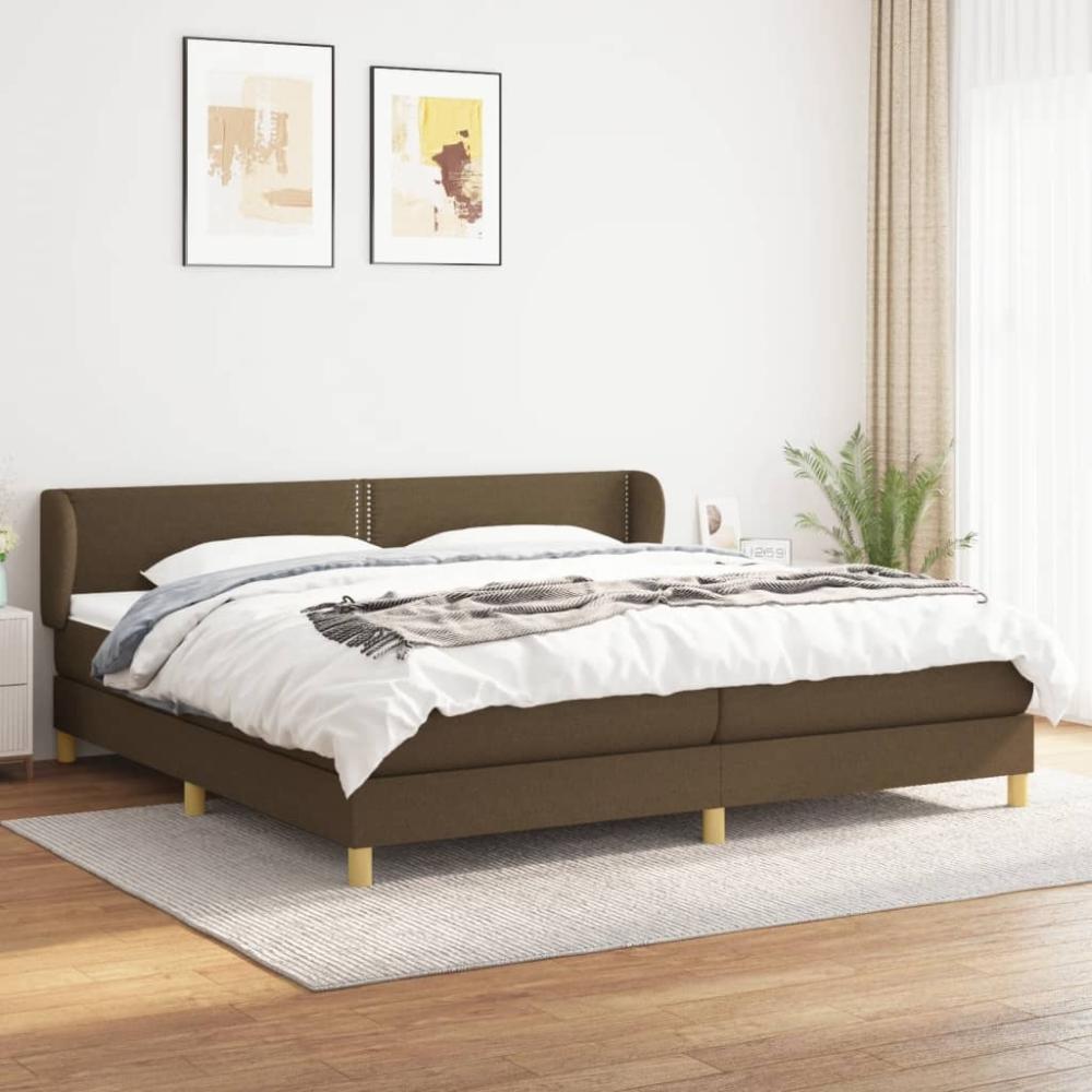 vidaXL Boxspringbett mit Matratze Dunkelbraun 200x200 cm Stoff, Härtegrad: H2 [3126752] Bild 1