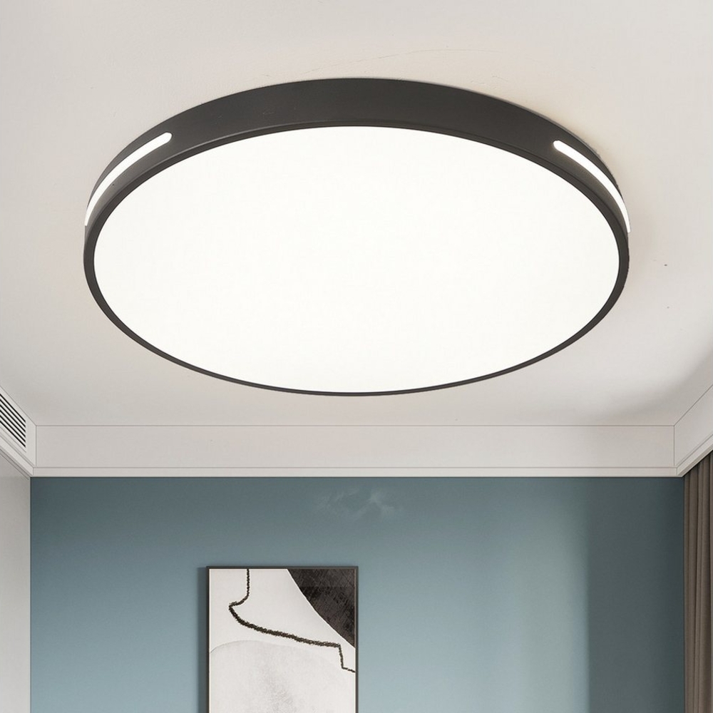 style home Deckenleuchte LED Deckenlampe dimmbar mit Fernbedienung, 96W-Schwarz, LED fest integriert, Warmweiß bis Kaltweiß 3000K-6000K, Ø50x5 cm, rund Leuchte für Wohnzimmer Schlafzimmer Küche Büro Bild 1