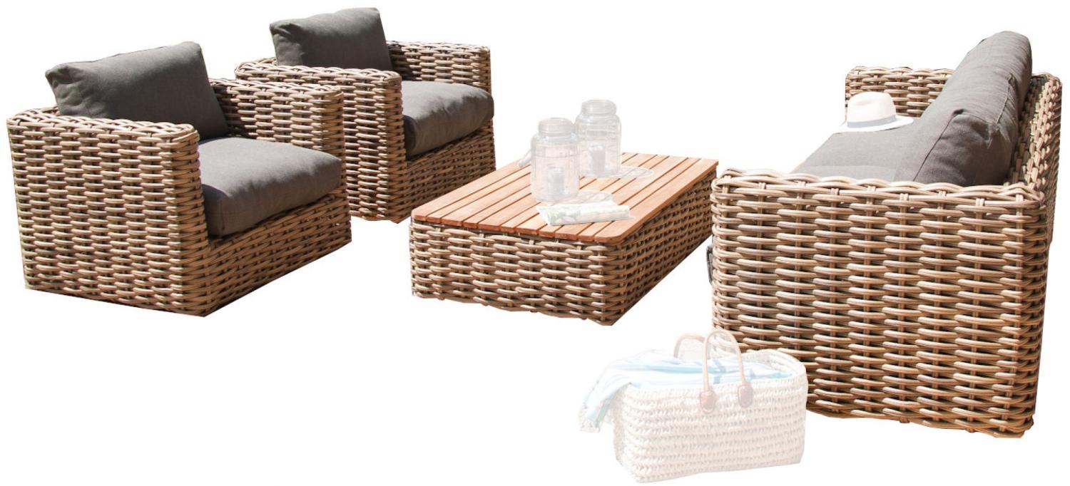 Sonnenpartner 4-teilige Lounge-Sitzgruppe Sands Aluminium mit Polyrattan Light Oaks Loungesitzgruppe Bild 1