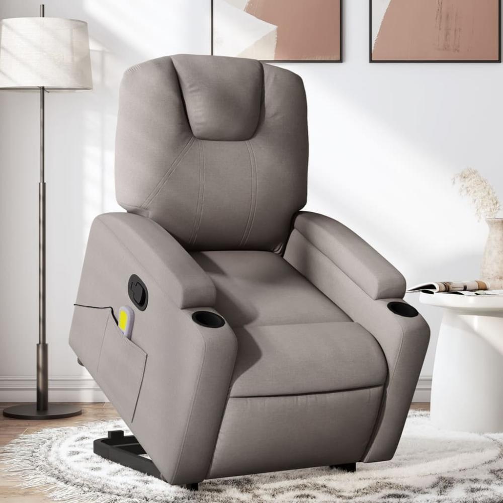 vidaXL Massagesessel mit Aufstehhilfe Taupe Stoff 3204388 Bild 1