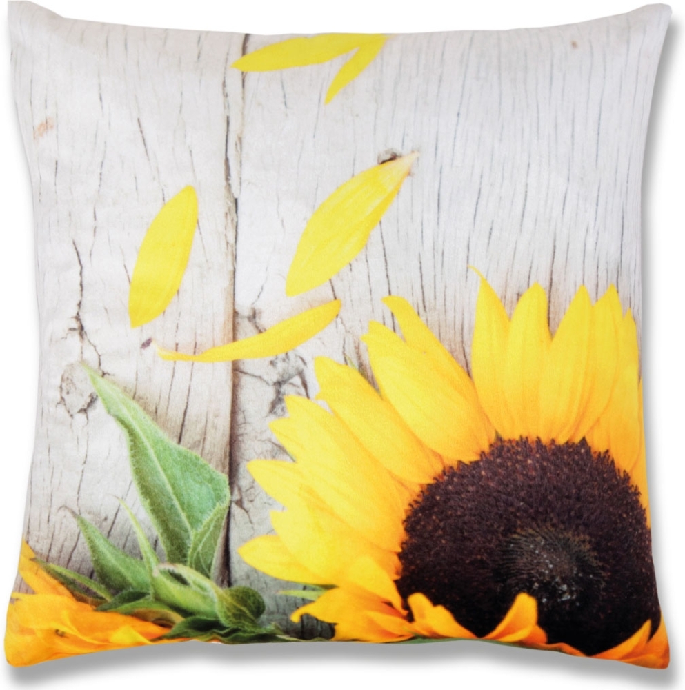 Bestlivings Kissenbezug mit Fotodruck ca. 40x40cm, Beidseitig bedruckt, in vielen Motiven verfügbar ( Design: SONNENBLUME / HOLZ ) Bild 1