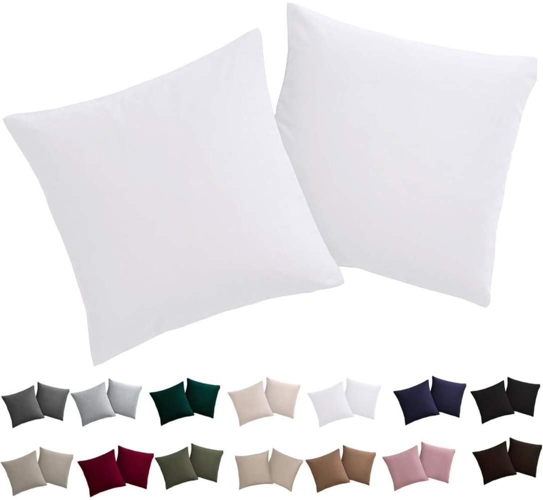 Soifox Kissenbezug 40x40 2er Set Weiß Mikrofaser bügelfrei Reißverschluss Bild 1