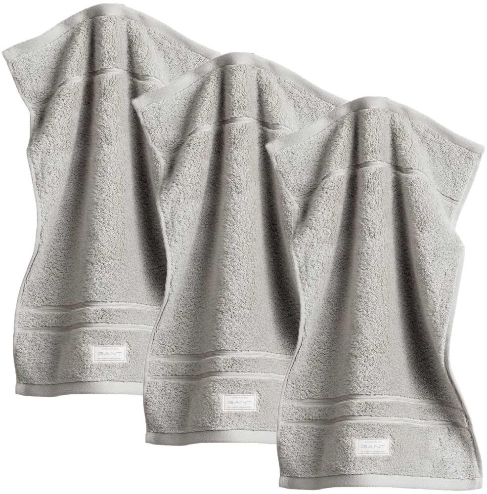 GANT Gästetuch, 3er Pack - Organic Premium Towel, Handtuch, Frottee Hellgrau 30x50cm Bild 1