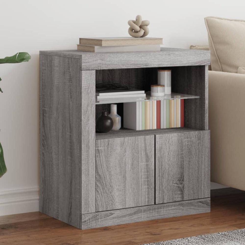 vidaXL Sideboard mit LED-Leuchten Grau Sonoma 60,5x37x67 cm 836621 Bild 1