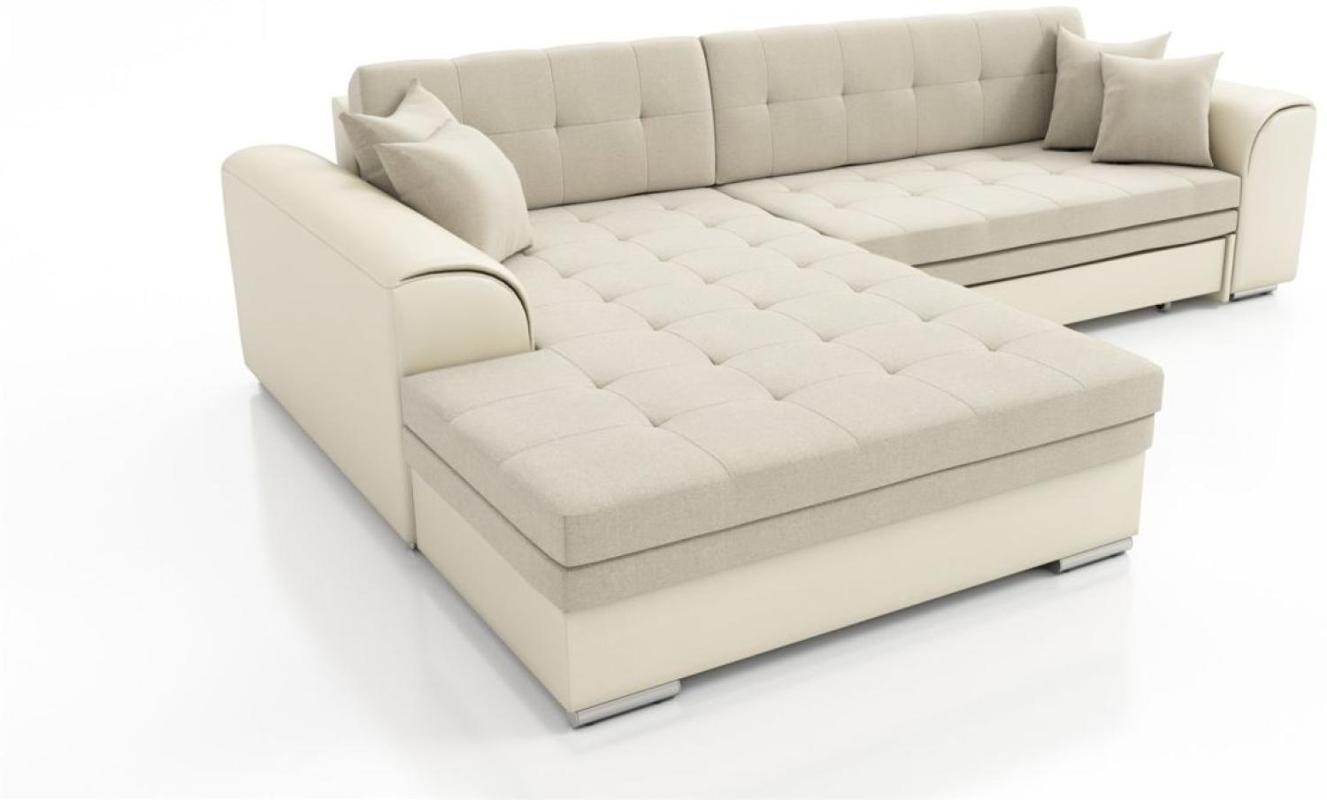 Couchgarnitur SARRA Creme-Dunkelbeige mit Schlaffunktion Ottomane Links Bild 1