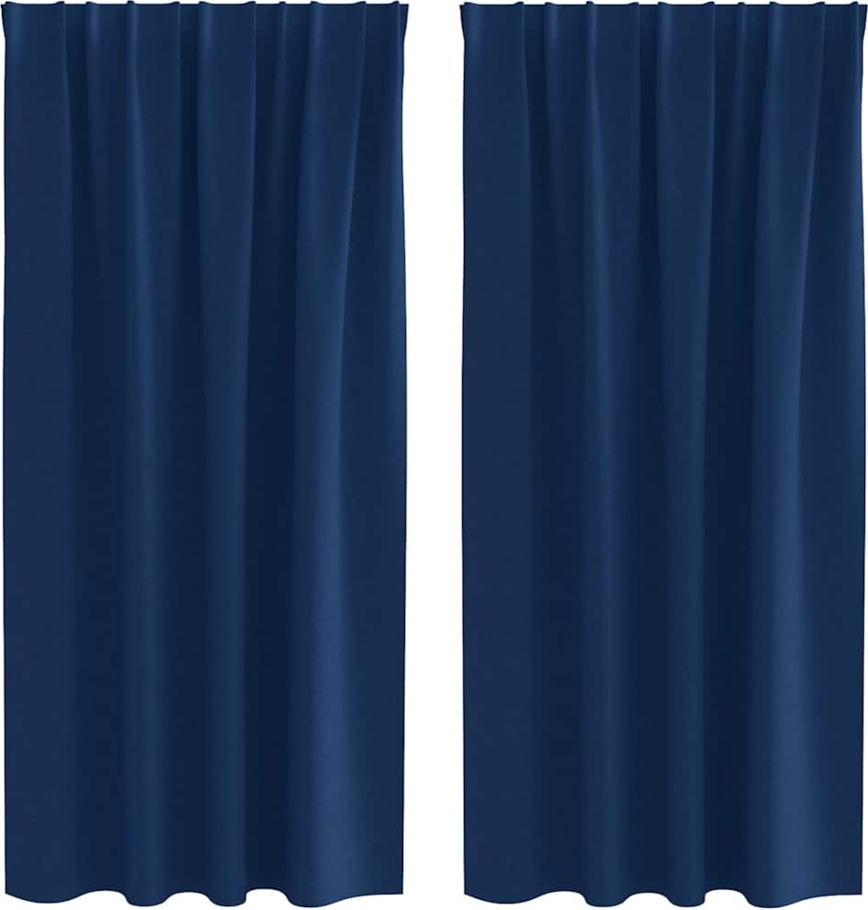 vidaXL Verdunkelungs-Vorhänge mit Ringen 2 pcs Dunkelblau 175 x 140 cm 4107474 Bild 1