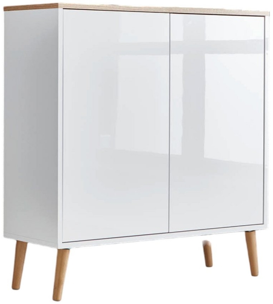 BMG Möbel Kommode Mailand (Schubladenkommode Sideboard Kommode Anrichte, mit Massivholzfuß), Push-to-open-Funktion Bild 1