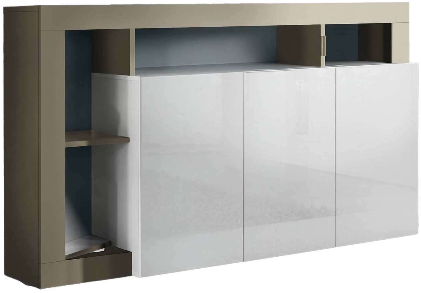 Dmora Kommode Americano, Wohnzimmerbuffet, Wohnzimmer-Sideboard, Moderne Küchen-Speisekammer, Made in Italy, 146x42 h93 cm, Weiß Bild 1