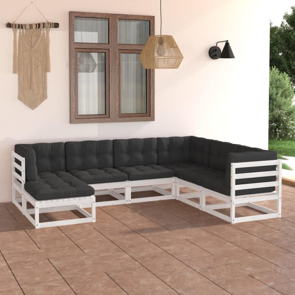 vidaXL 7-tlg. Garten-Lounge-Set mit Kissen Massivholz Kiefer 3076755 Bild 1