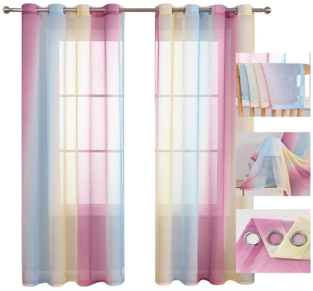 BTTO V&G Scheibengardine 1/2er Set Vorhang, Ösen Gardine Transparente Voile Fensterschal, (2 St), Vorhang Farbverlauf Bild 1