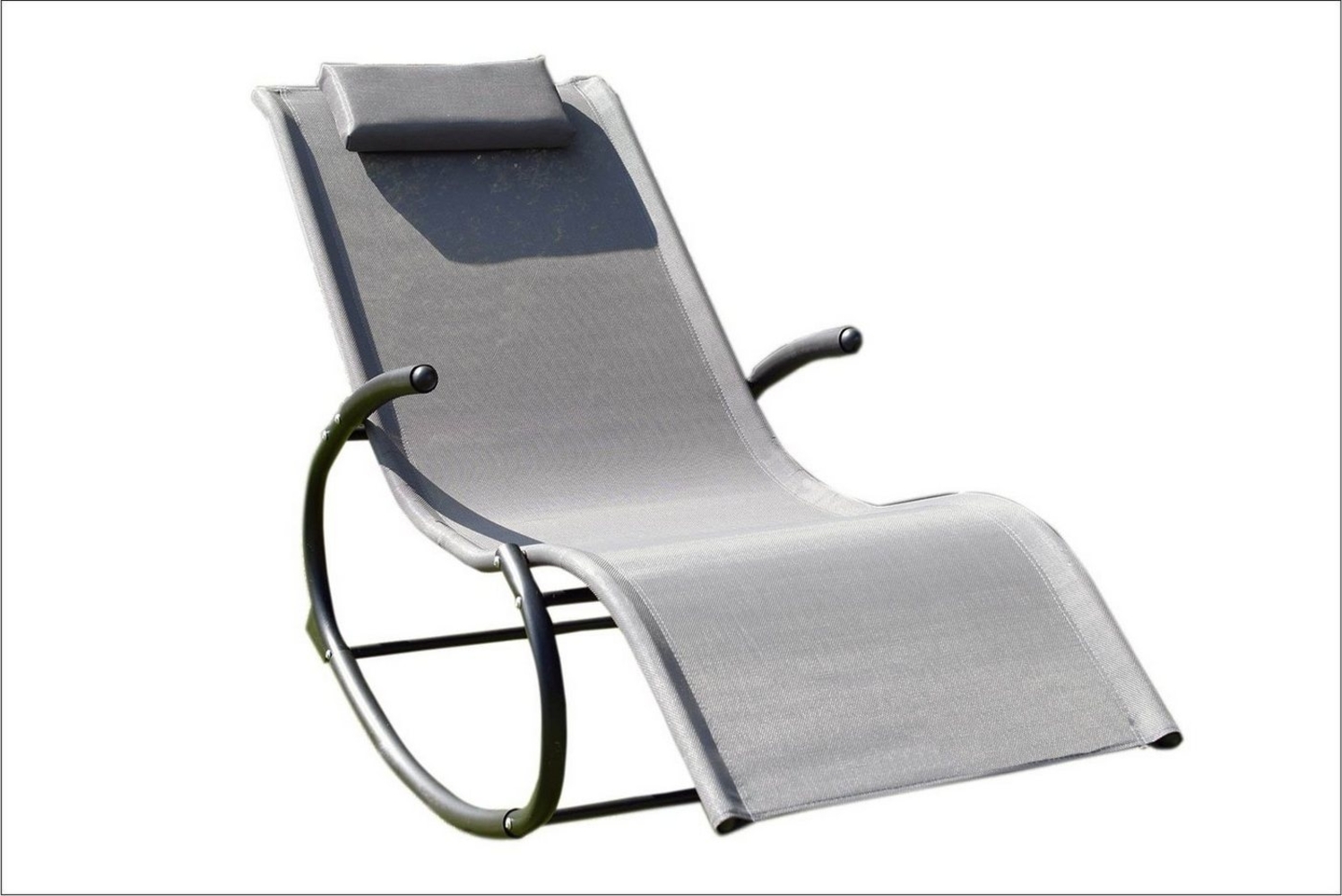 Sonnenliege Gartenliege Ergonomisch Schaukelliege Relaxliege Liegestuhl grau Bild 1
