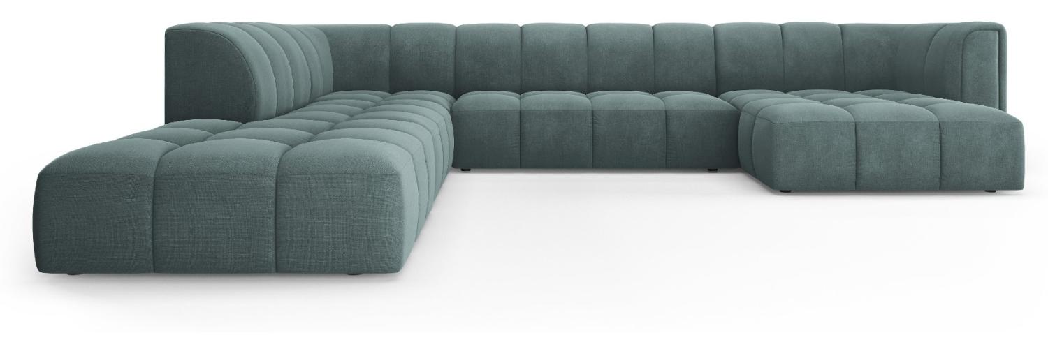 Micadoni Modulares Panorama Ecksofa Serena 7-Sitzer Links Strukturierter Stoff Meergrün Bild 1