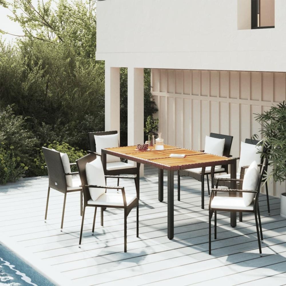 vidaXL 5-tlg. Garten-Essgruppe mit Kissen Schwarz Poly Rattan Bild 1