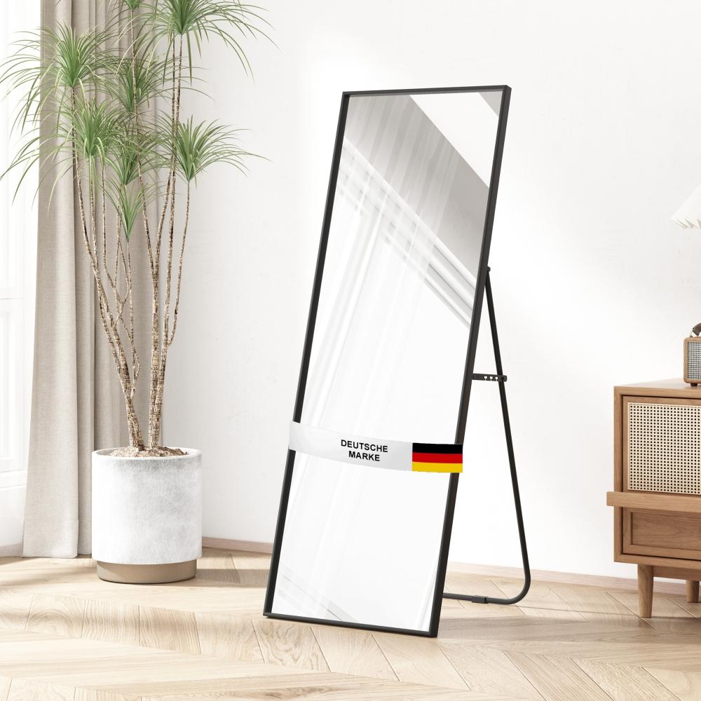 Albatros Ganzkörperspiegel –Rechteckig Spiegel mit schwarzem Rahmen - Standspiegel oder großer Wandspiegel im modernen Design, 140 x 50 cm groß – hochwertiges und nachhaltiges Glas Bild 1