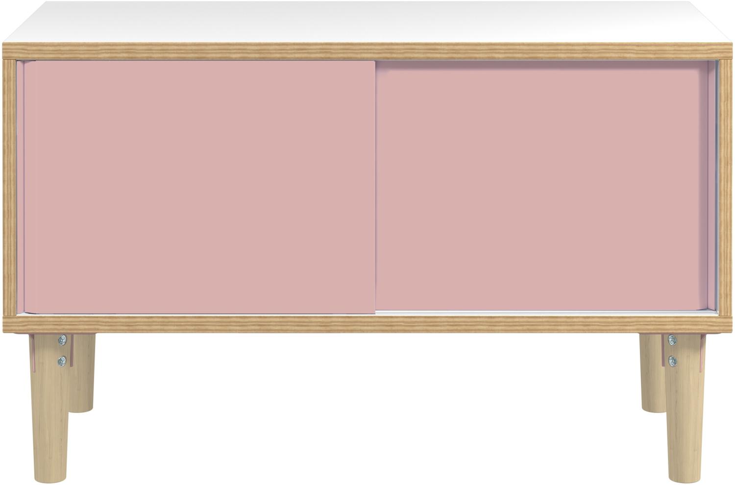 Poise Sideboard, Plywood, Schiebetüren in pastellpink, 4 Füße aus Eiche, H 621 x B 1000 x 450 mm Bild 1