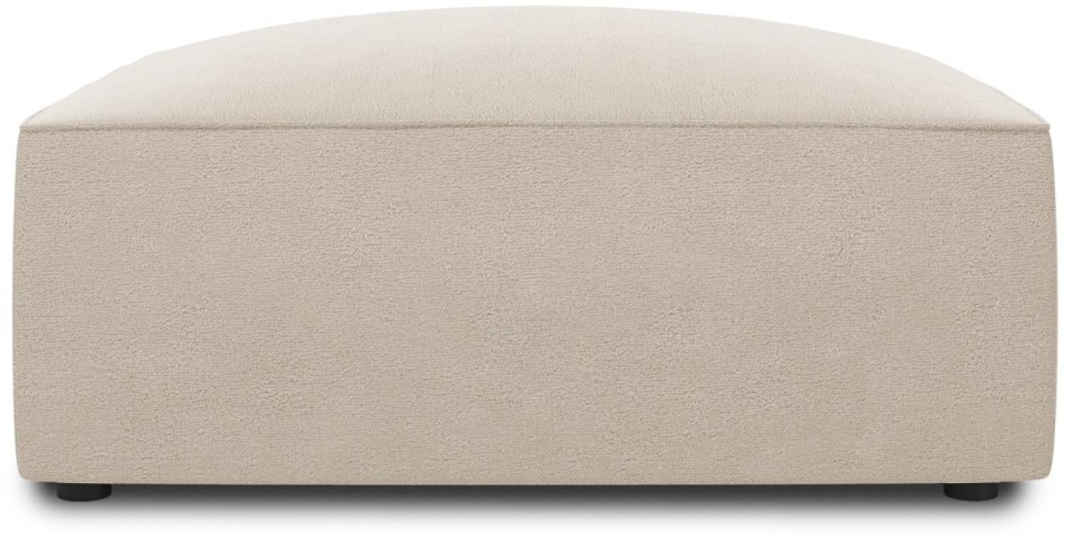 Micadoni Samtstoff Pouf Hocker Ruby | Bezug Beige | Beinfarbe Black Plastic Bild 1