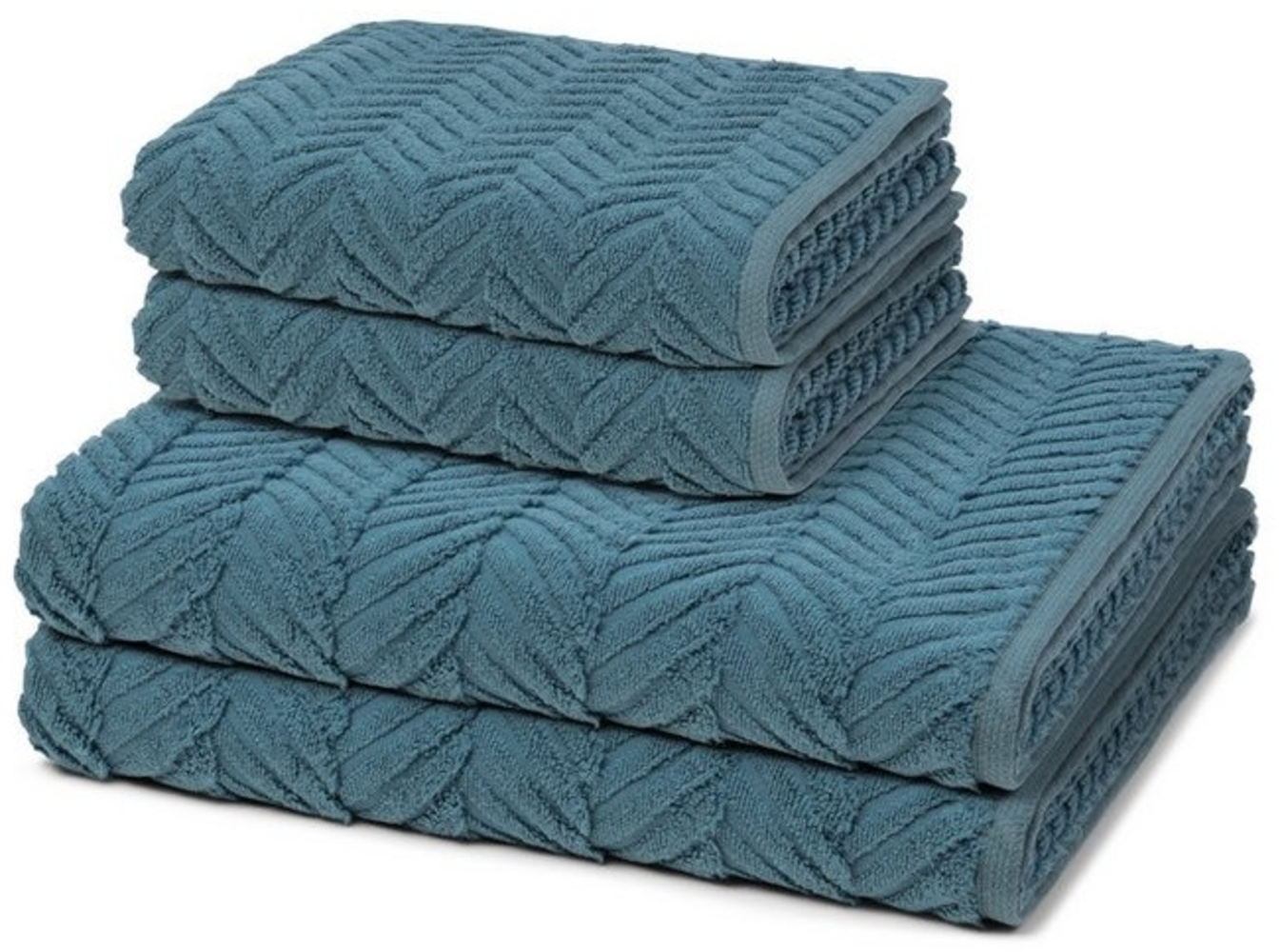 Ross Sensual Skin Zopf 4 tlg. Frottier-Set - 2 X Handtuch (50 X 100cm), 2 X Duschtuch (75 X 140cm) - 500 g/m2 - Pazifik Bild 1