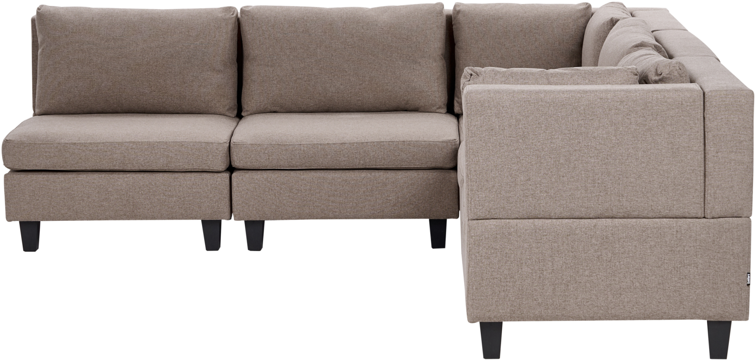 Beliani 'Unstad' Sofa, Braun, Stoff, 72 x 228 x 228 cm, ohne Ottomane, Links Bild 1