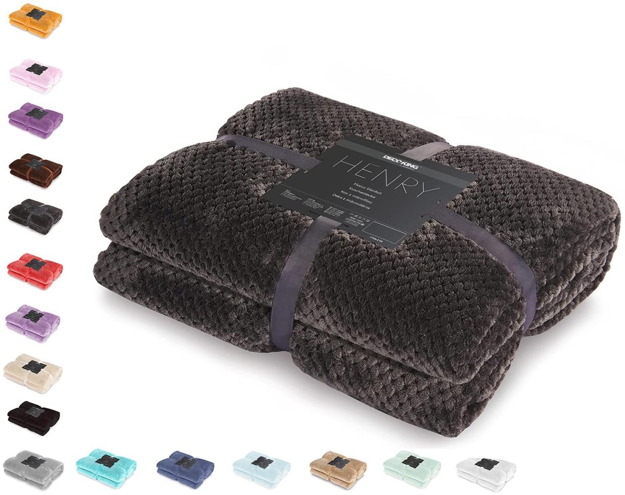 DecoKing Kuscheldecke 220x240 cm Graphit Decke Microfaser Wohndecke Tagesdecke Fleece weich sanft kuschelig skandinavischer Stil grau anthrazit Henry Bild 1