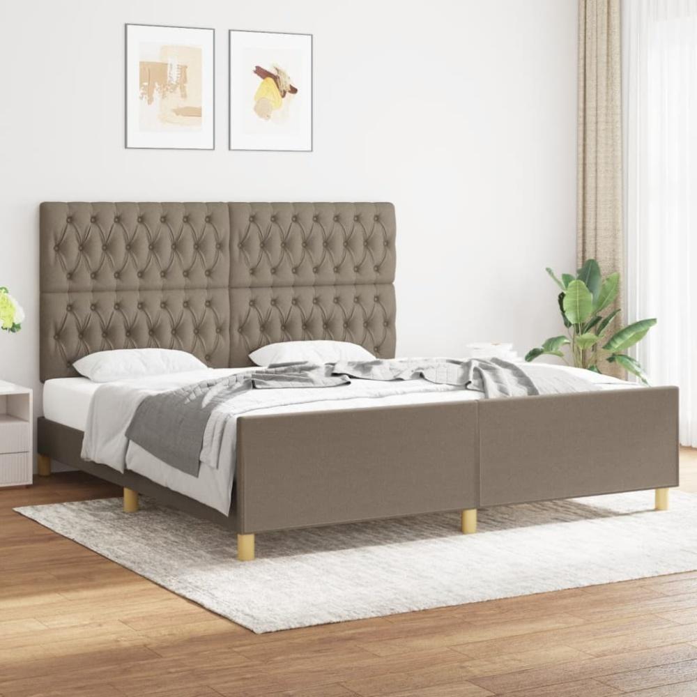 Doppelbett mit Kopfteil Stoff Taupe 180 x 200 cm Bild 1