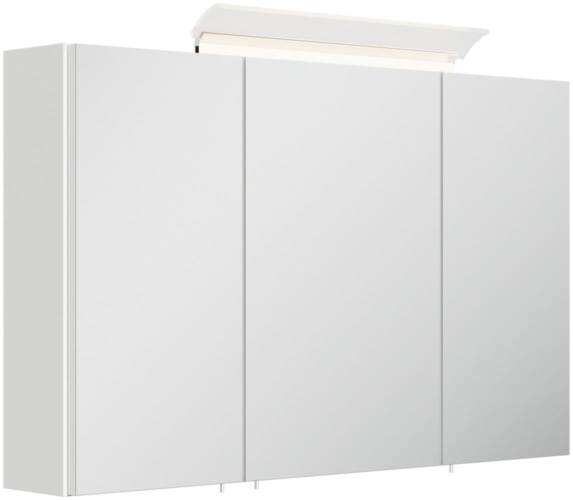 Spiegelschrank 120cm inkl. Design LED-Lampe und Glasböden weiss hochglanz : Weiss hochglanz Bild 1