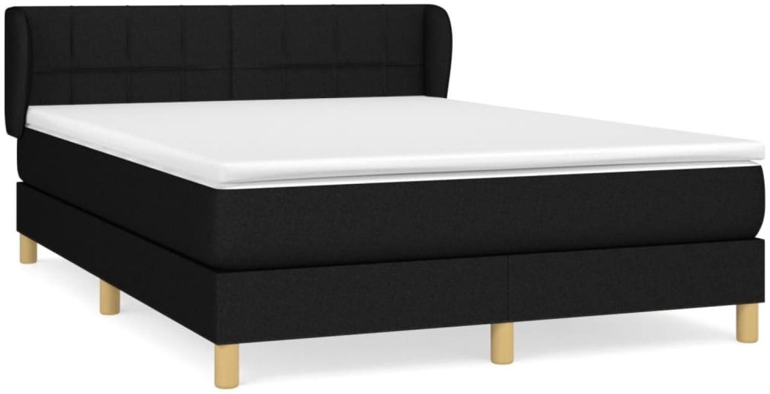 vidaXL Boxspringbett mit Matratze Schwarz 140x190 cm Stoff 3126799 Bild 1