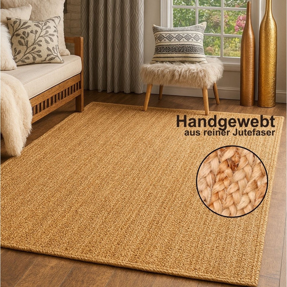 Myflair Möbel & Accessoires Teppich Lola, rechteckig, Höhe: 10 mm, Juteteppich, Wendeteppich, handgeflochten, 100% Naturfaser, Boho-Style Bild 1
