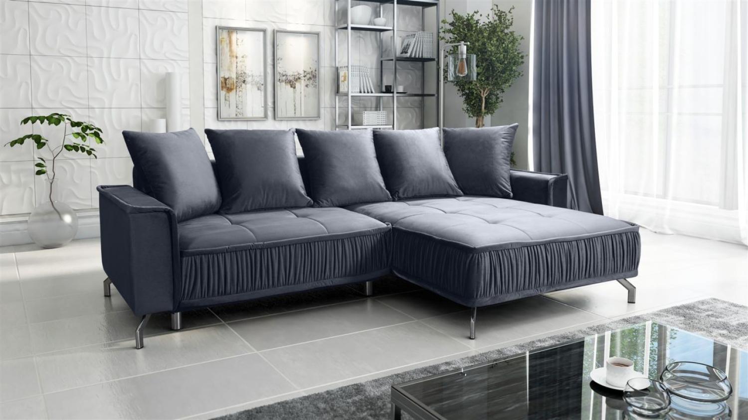 Ecksofa Schlafsofa Sofa FLORENCE Stoff Element Dunkelgrau Ottomane Rechts Bild 1