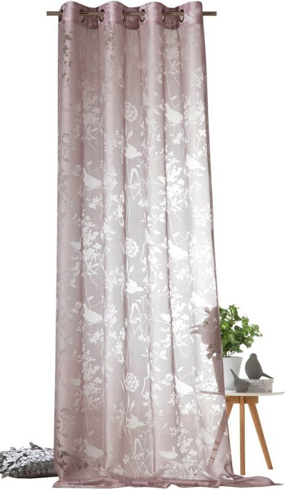 Weckbrodt Vorhang Shorty, Ösen (1 St), transparent, Ausbrenner, Ausbrenner, Allover,transparent,Motiv Vögel und Zweige, Gardine, Store Bild 1