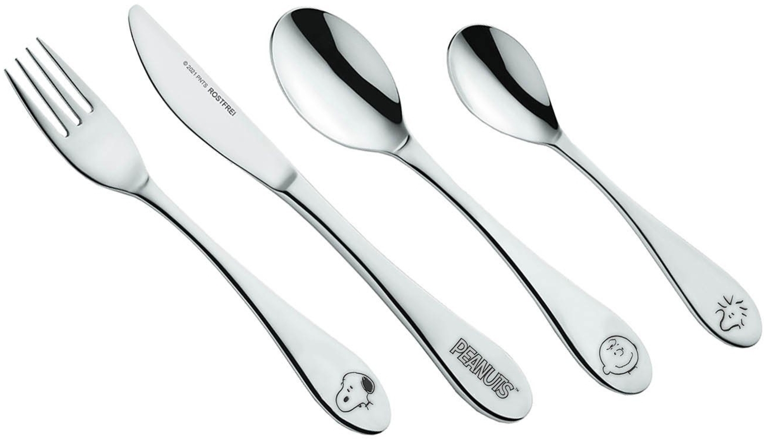 Geda Labels GmbH Kinderbesteck Snoopy Kids (4-tlg), 1 Personen, Edelstahl, Edelstahl poliert Bild 1