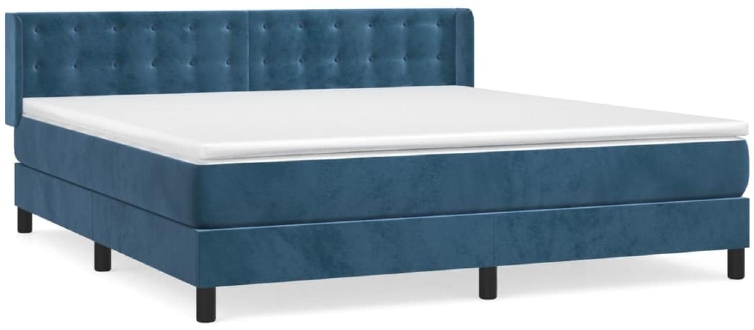 vidaXL Boxspringbett mit Matratze Dunkelblau 160x200 cm Samt 3131211 Bild 1