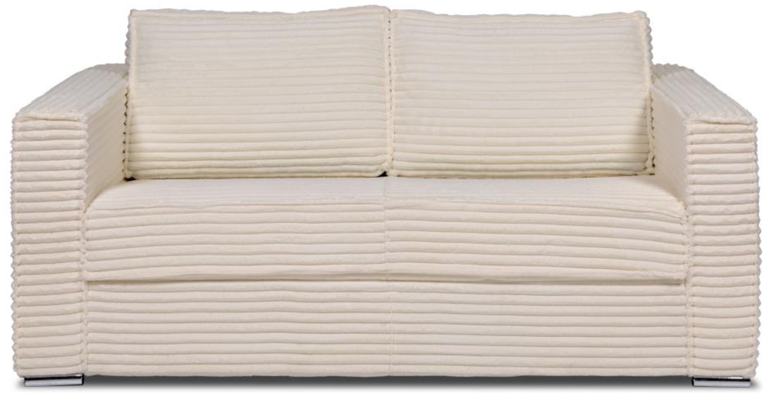 Vente-unique - Schlafsofa mit Matratze 3-Sitzer - grob gerippter Cord - Beige - Liegefläche 140 cm - Matratze 18 cm - LORETO Bild 1