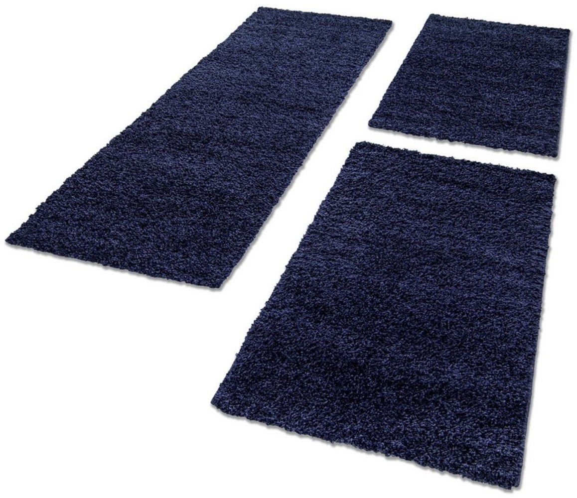 Carpettex Hochflor-Bettumrandung Unicolor - Einfarbig, Höhe 30 mm, (Bett-Set, 3-tlg, Bettvorlage), Schlafzimmer Teppich Bettumrandung Läufer Set 3 teilig Bild 1