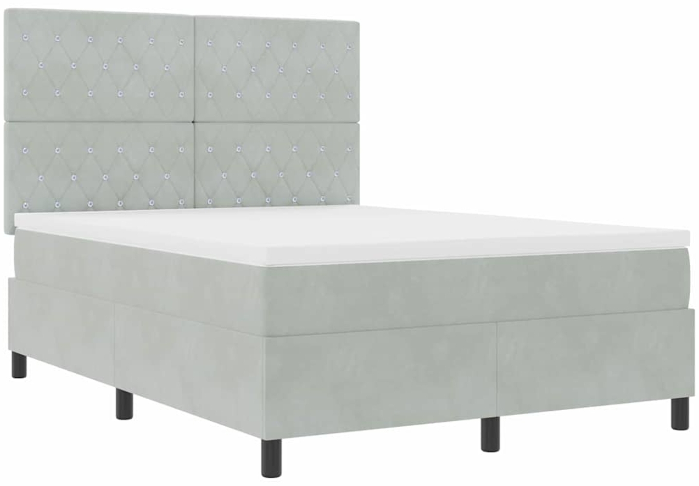 vidaXL LED Boxspringbett mit Matratze Hellgrau 160 x 200 cm Stoff 3343256 Bild 1