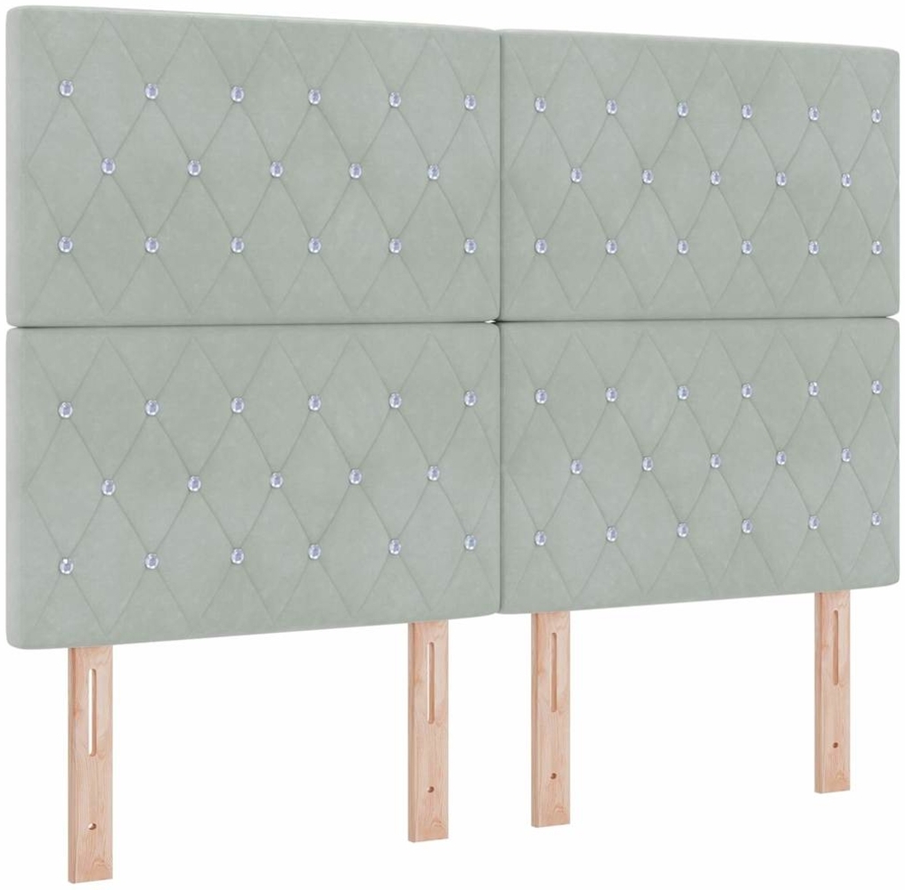 vidaXL LED Boxspringbett mit Matratze Hellgrau 160 x 200 cm Stoff 3343256 Bild 1