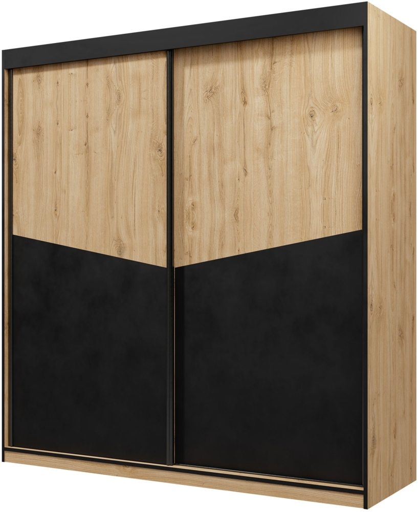 Kleiderschrank Alnino 01 (Farbe: Ewige Eiche + Schwarz) Bild 1