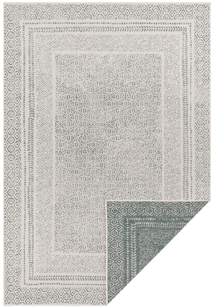 Teppich Frame, Teppich Boss, rechteckig, In/- Outdoor geeignet, Bordüre, Robust, Pflegeleicht, Flachgewebe - 80x150x0,5cm - grün Bild 1