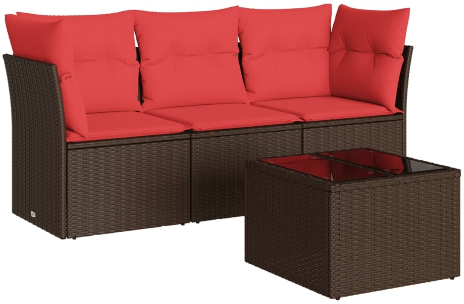 vidaXL 4-tlg. Garten-Sofagarnitur mit Kissen Braun Poly Rattan 3217224 Bild 1