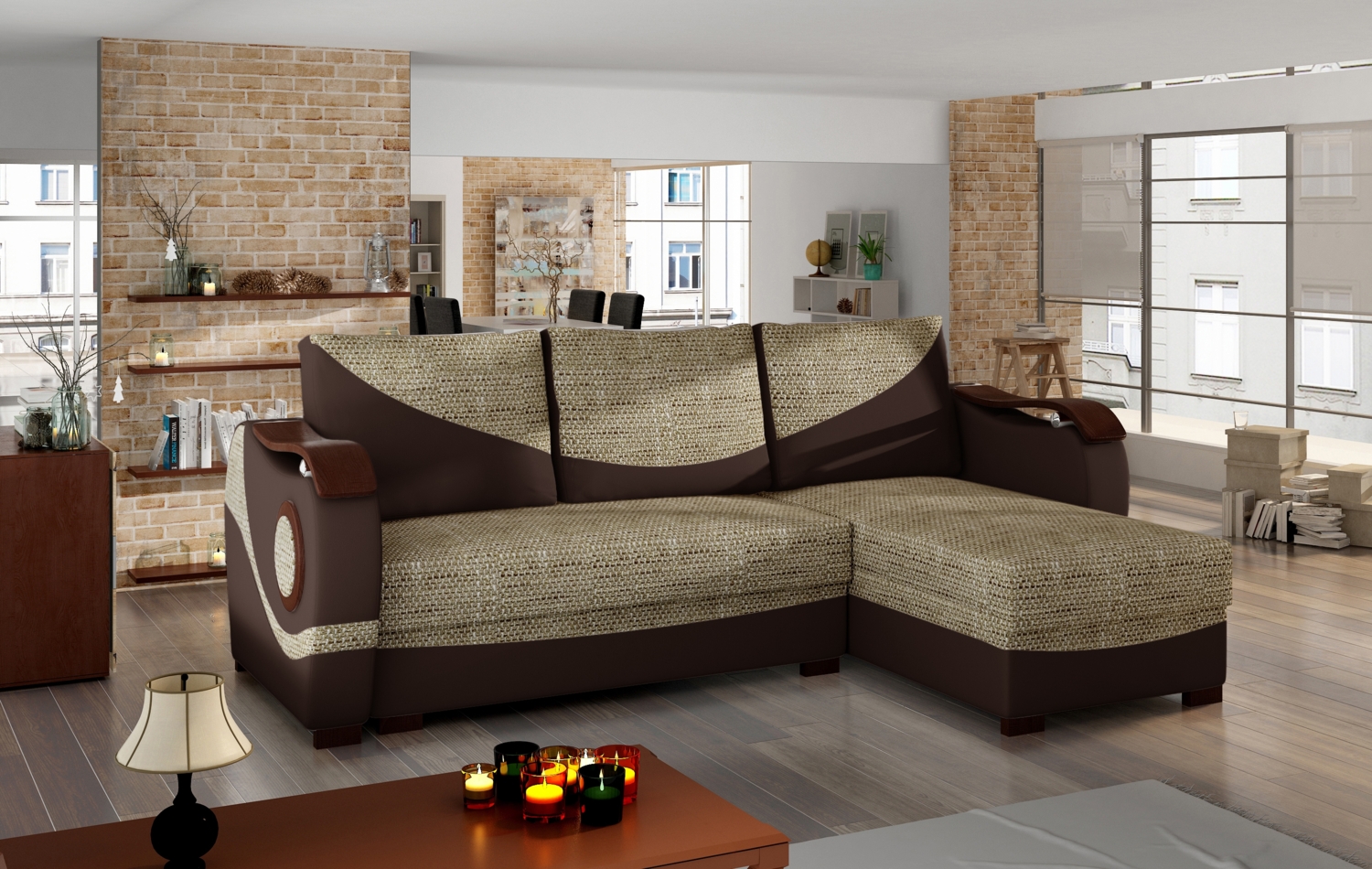 Puerto, Ecksofa, Eckcouch, Beige Bild 1