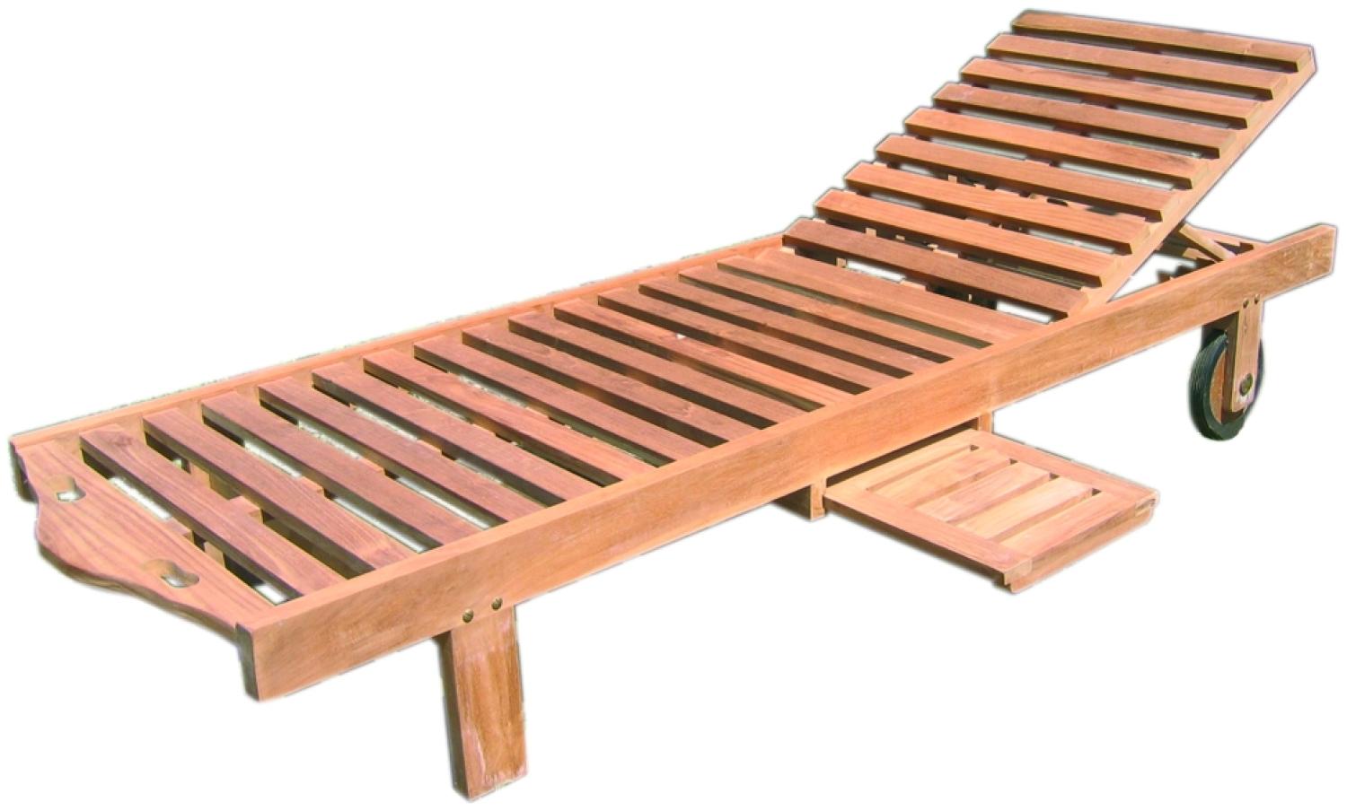 Premium Teak Sonnenliege mit Rollen neigbar Gartenliege Gartenmöbel Rollliege Bild 1