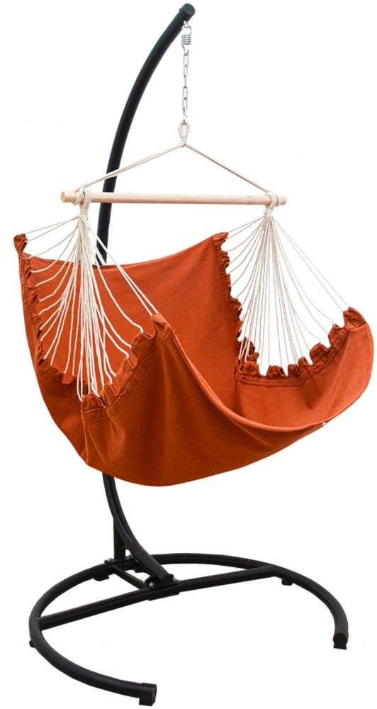 AMANKA XL Hängesessel Relaxsessel 155x125 cm in Terracotta mit 210cm Gestell Bild 1