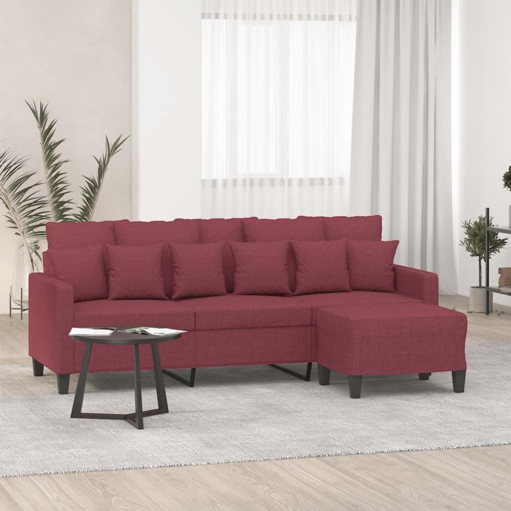 vidaXL 3-Sitzer-Sofa mit Hocker Weinrot 180 cm Stoff 3201095 Bild 1