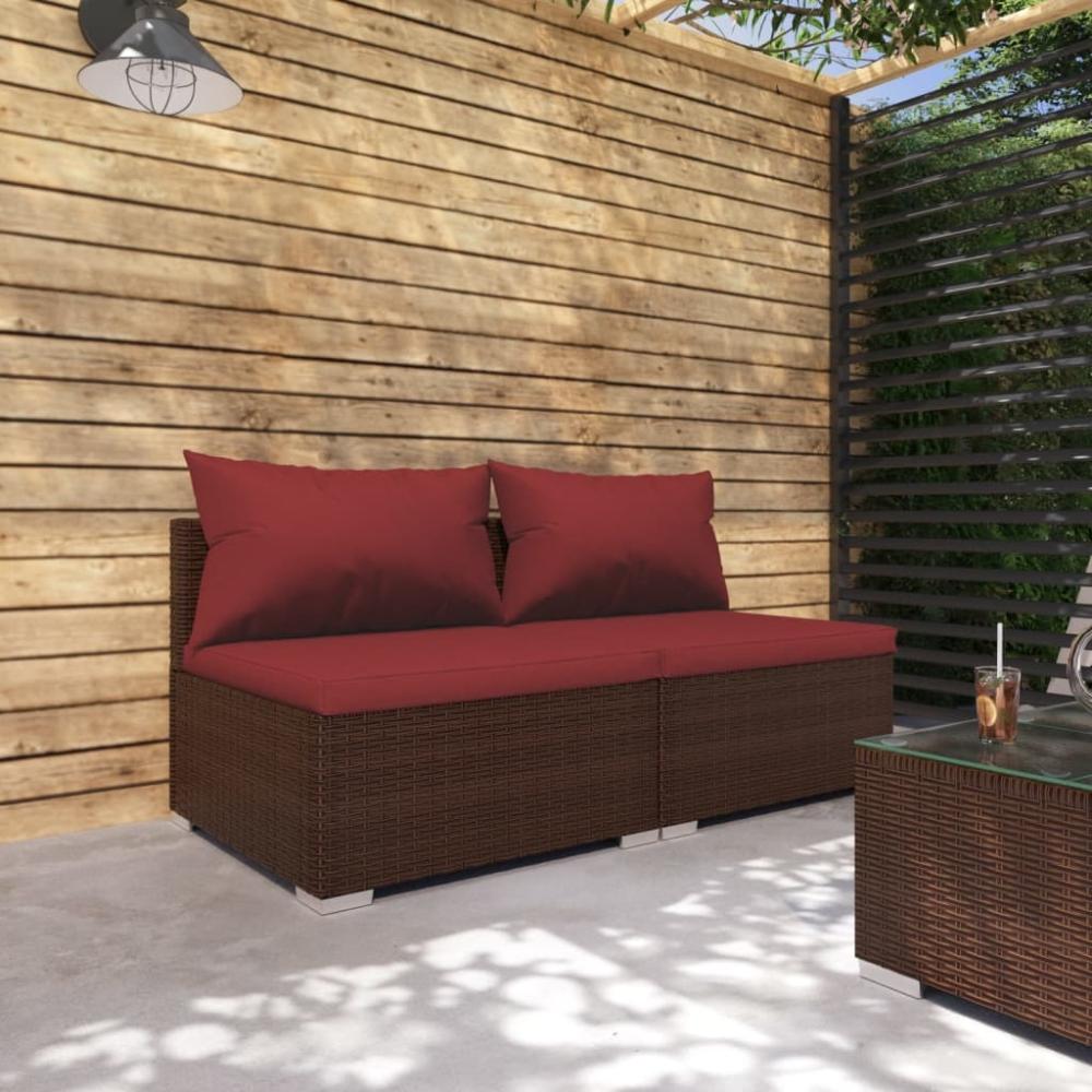 vidaXL 2-tlg. Garten-Lounge-Set mit Kissen Poly Rattan Braun 3101395 Bild 1