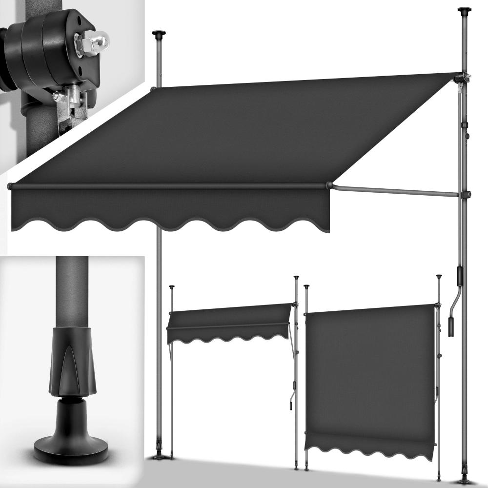 tillvex Balkonmarkise 400 cm Anthrazit Gelenkarm Markise Klemmmarkise Sonnenmarkise Balkon ohne Bohren Bild 1