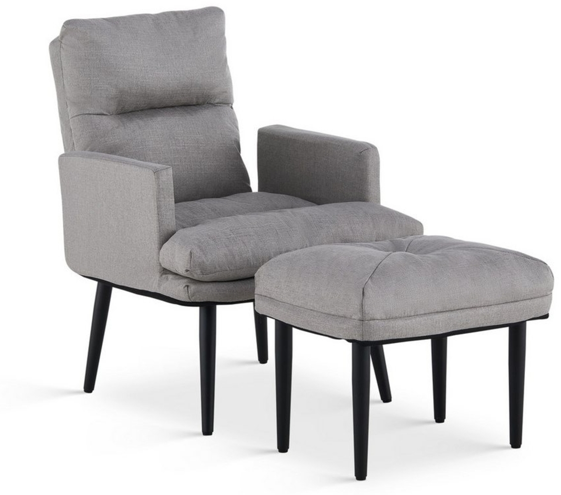 CLIPOP Relaxsessel Leinen Relaxsessel mit Ottoman (Relaxsessel mit Hocker), Verstellbare Rückenlehne Loungesessel für Wohnzimmer Bild 1