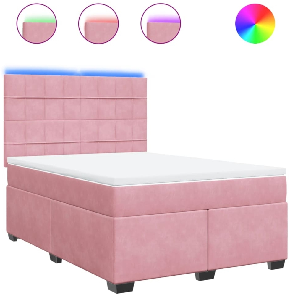 vidaXL Boxspringbett mit Matratze Rosa 140x190 cm Samt 3293211 Bild 1