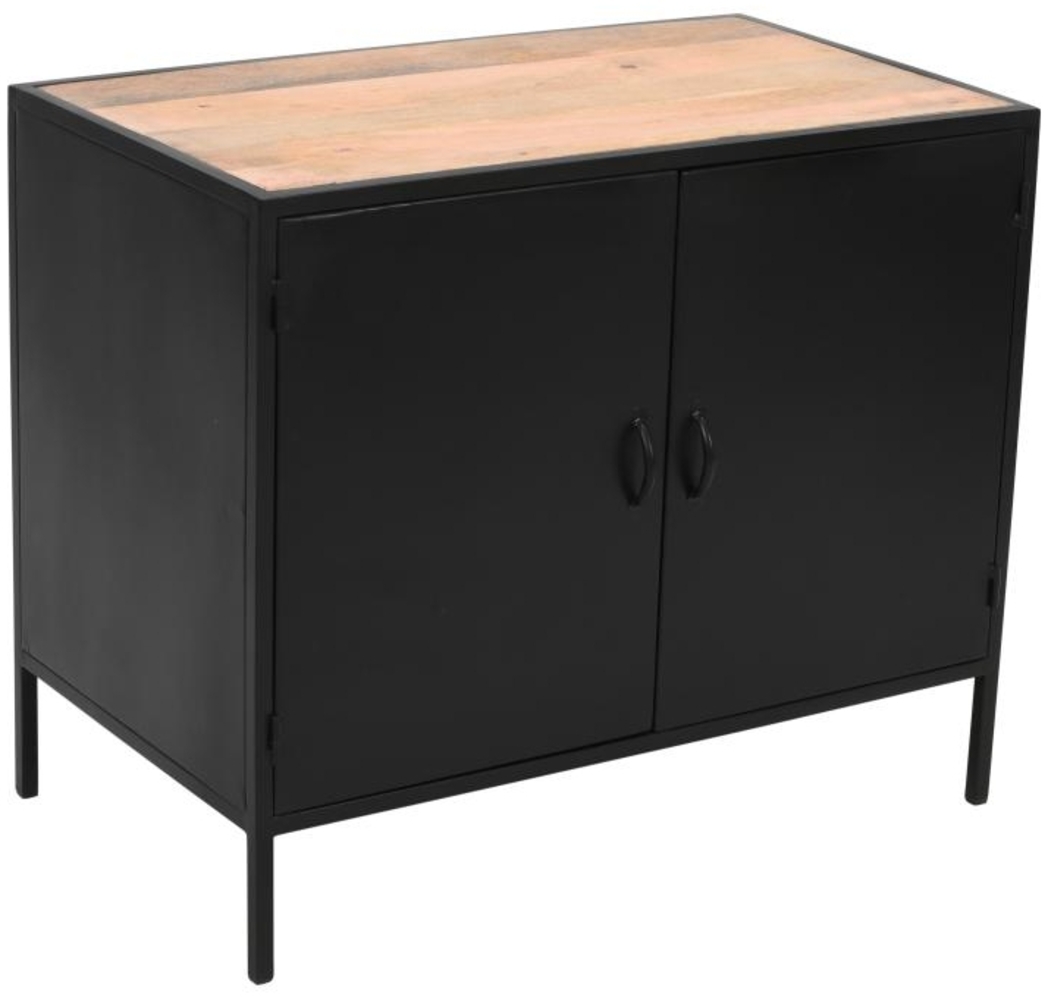 Vente-unique - Waschbeckenunterschrank mit 2 Türen - 95 cm - Metall & Mangoholz - Schwarz - ERIDANI Bild 1