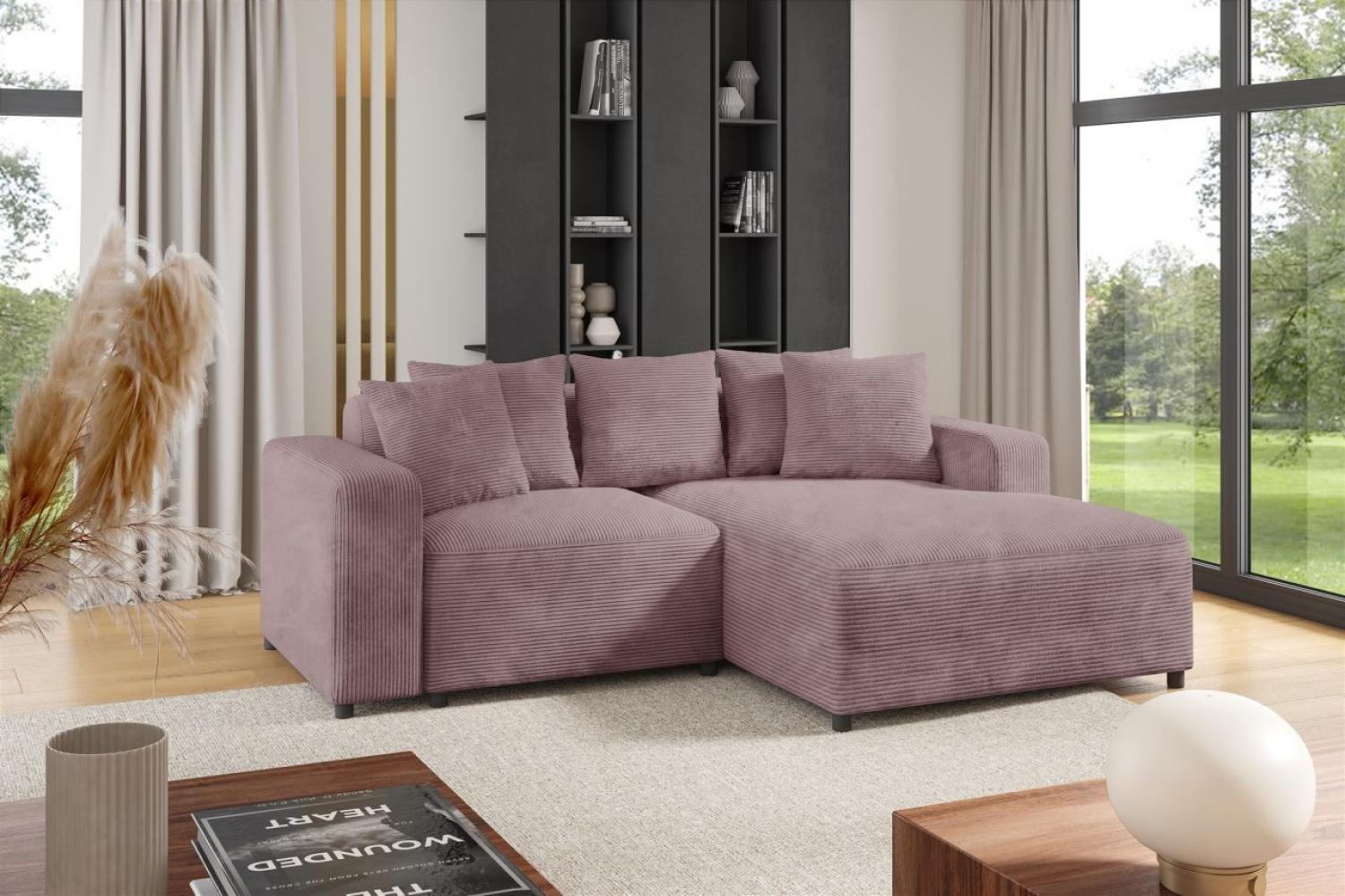 Ecksofa Designersofa Sofa MEGAN XS in Stoff Poso Altrosa Ottomane Rechts Bild 1