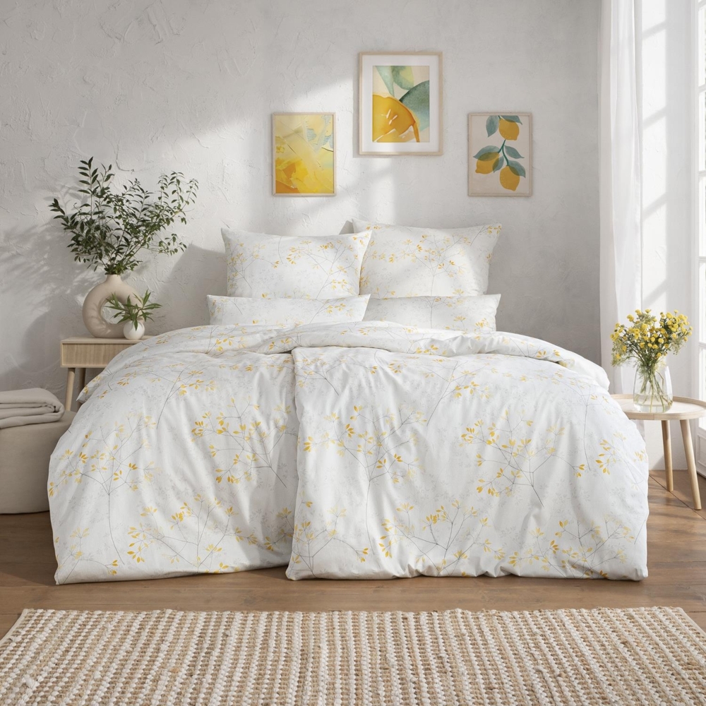 Estella Mako Satin Bettwäsche Svenja 7965-710 Sträucher Grau 135x200 Bild 1